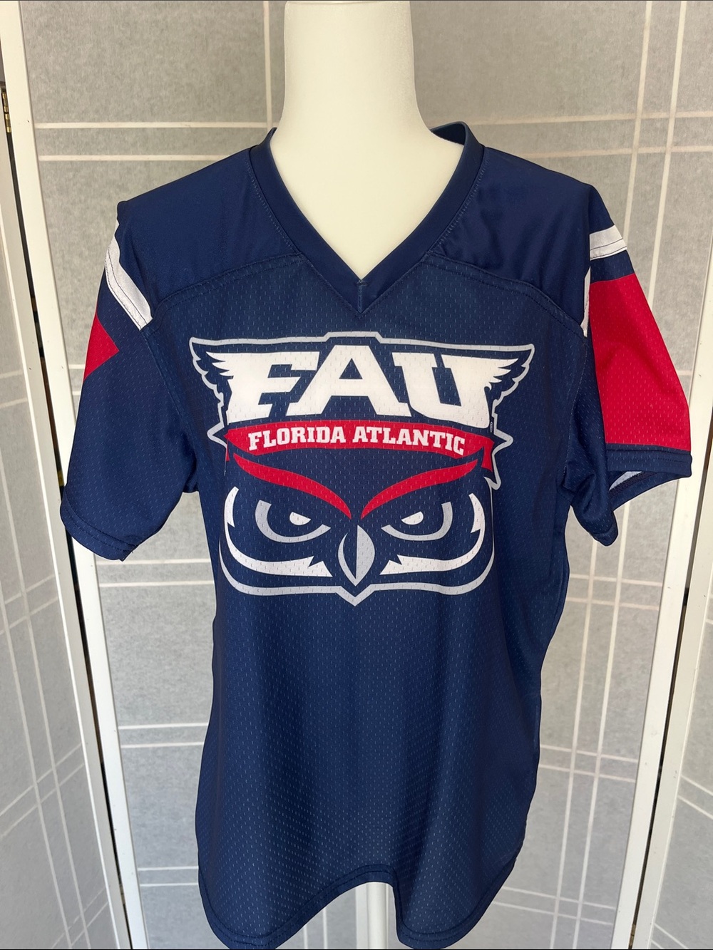 Florida Atlantic FAU Navy and Red Women's Jersey Top